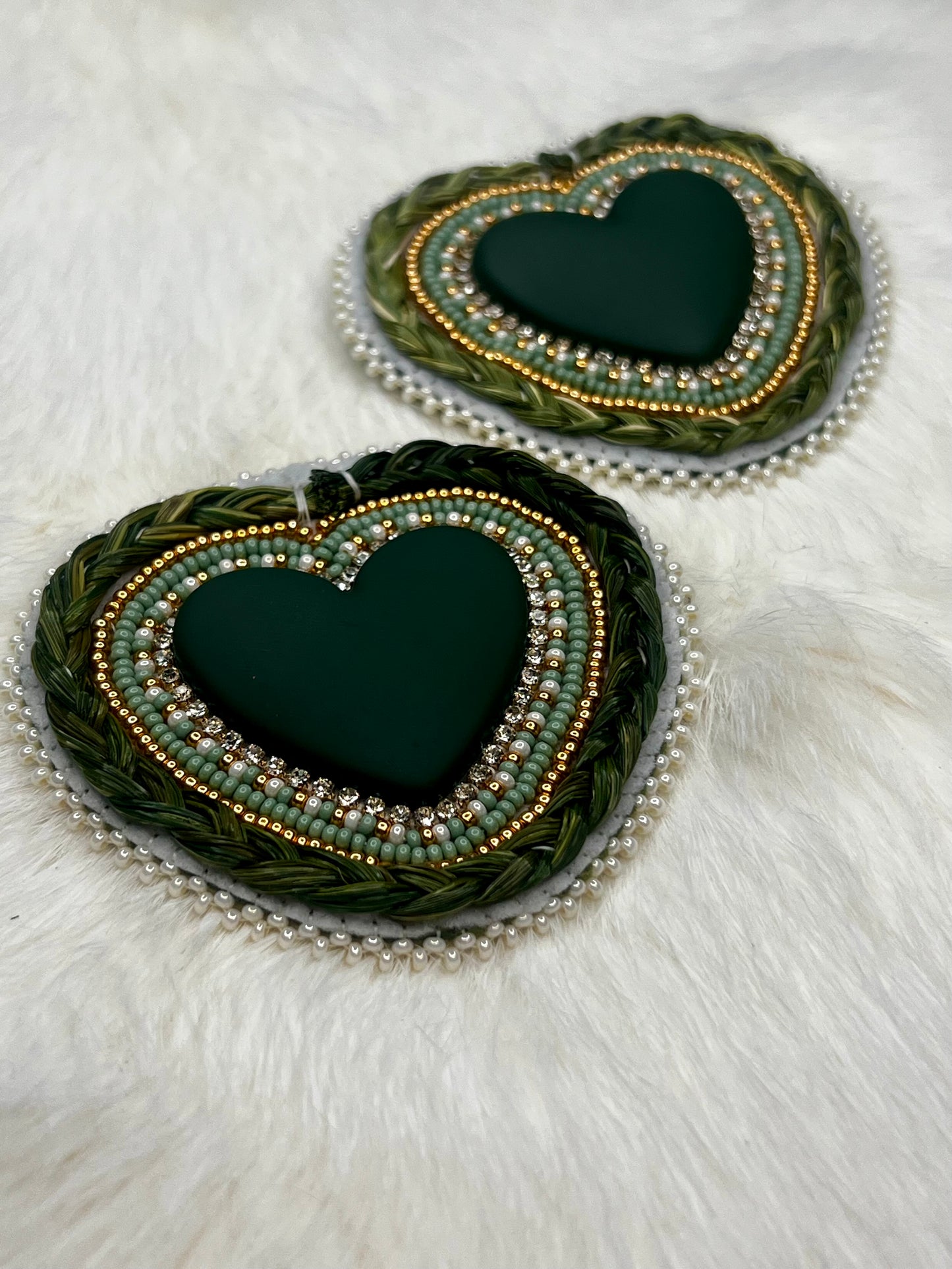 Green & Gold Sweetgrass Earrings
