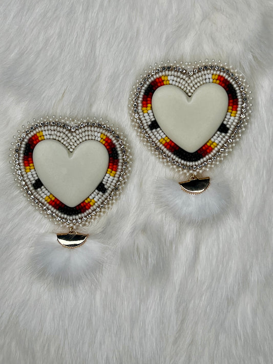 Ivory Faux Mink Fur Hearts