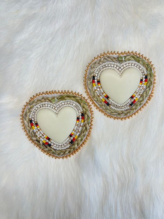 Ivory Sweetgrass Hearts