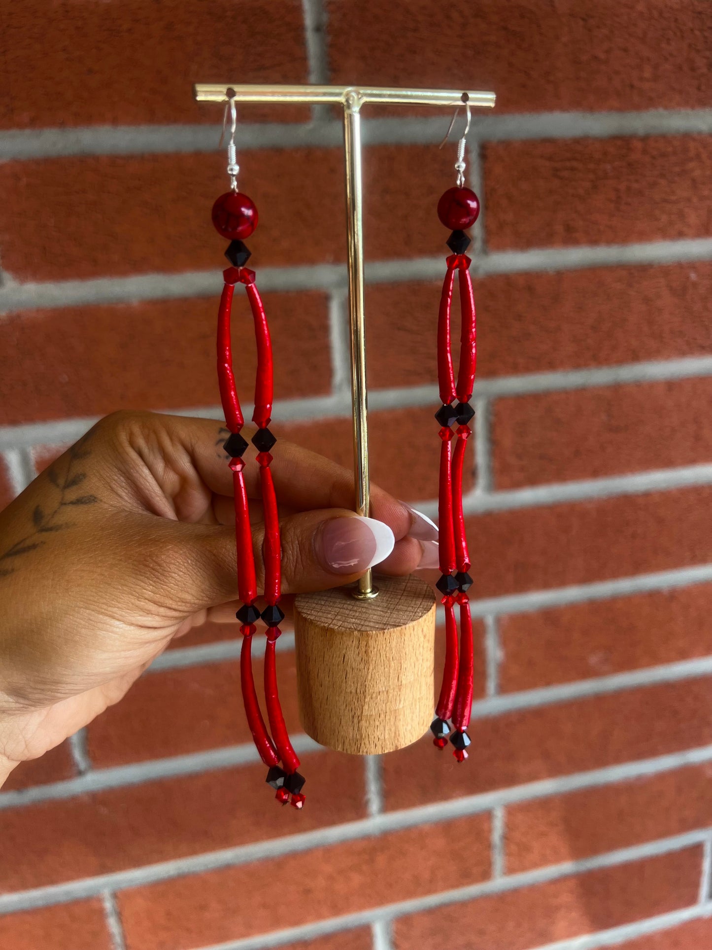 Red Dentalium Earrings