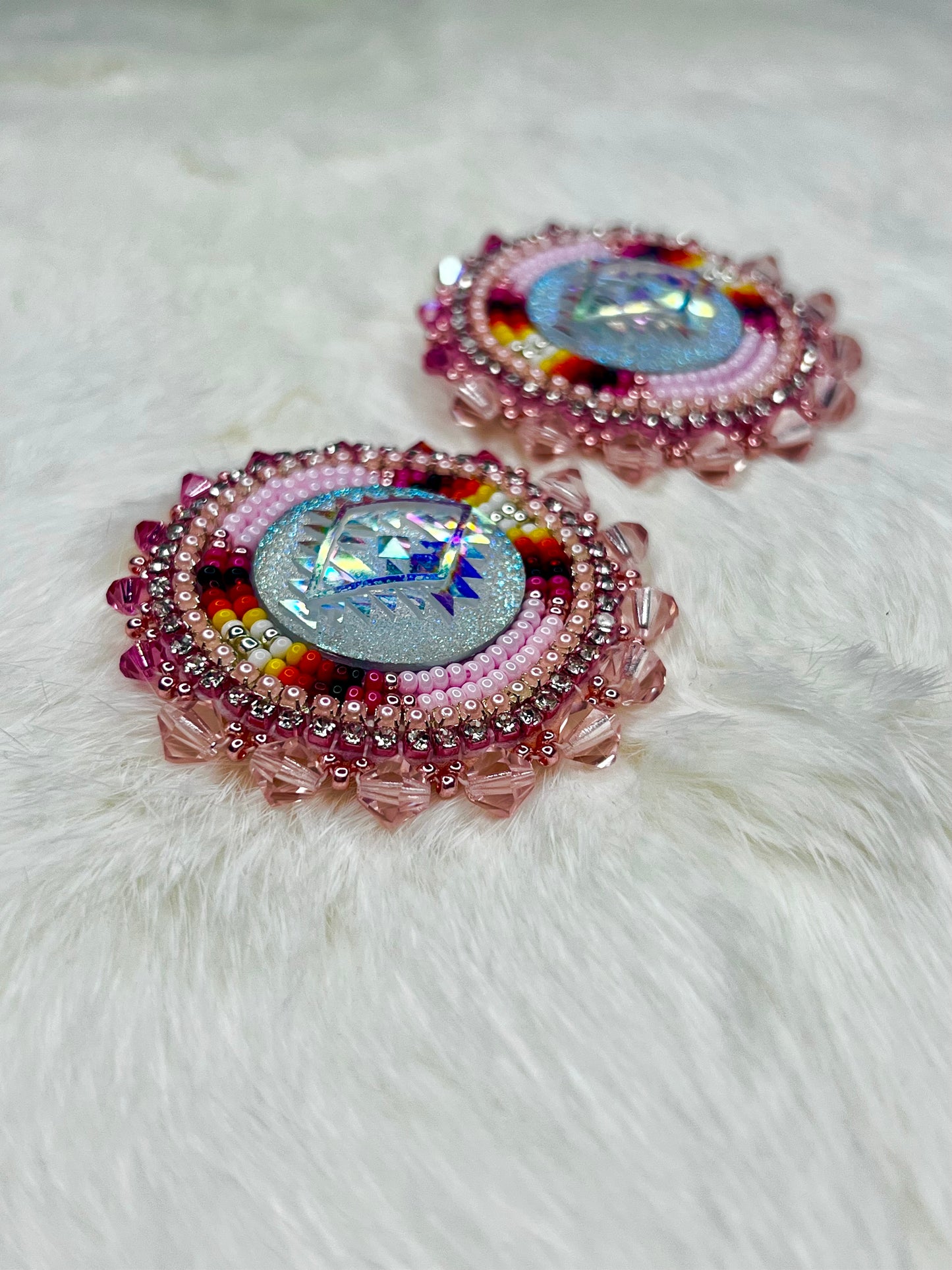 Starburst Pink Beaded Earrings