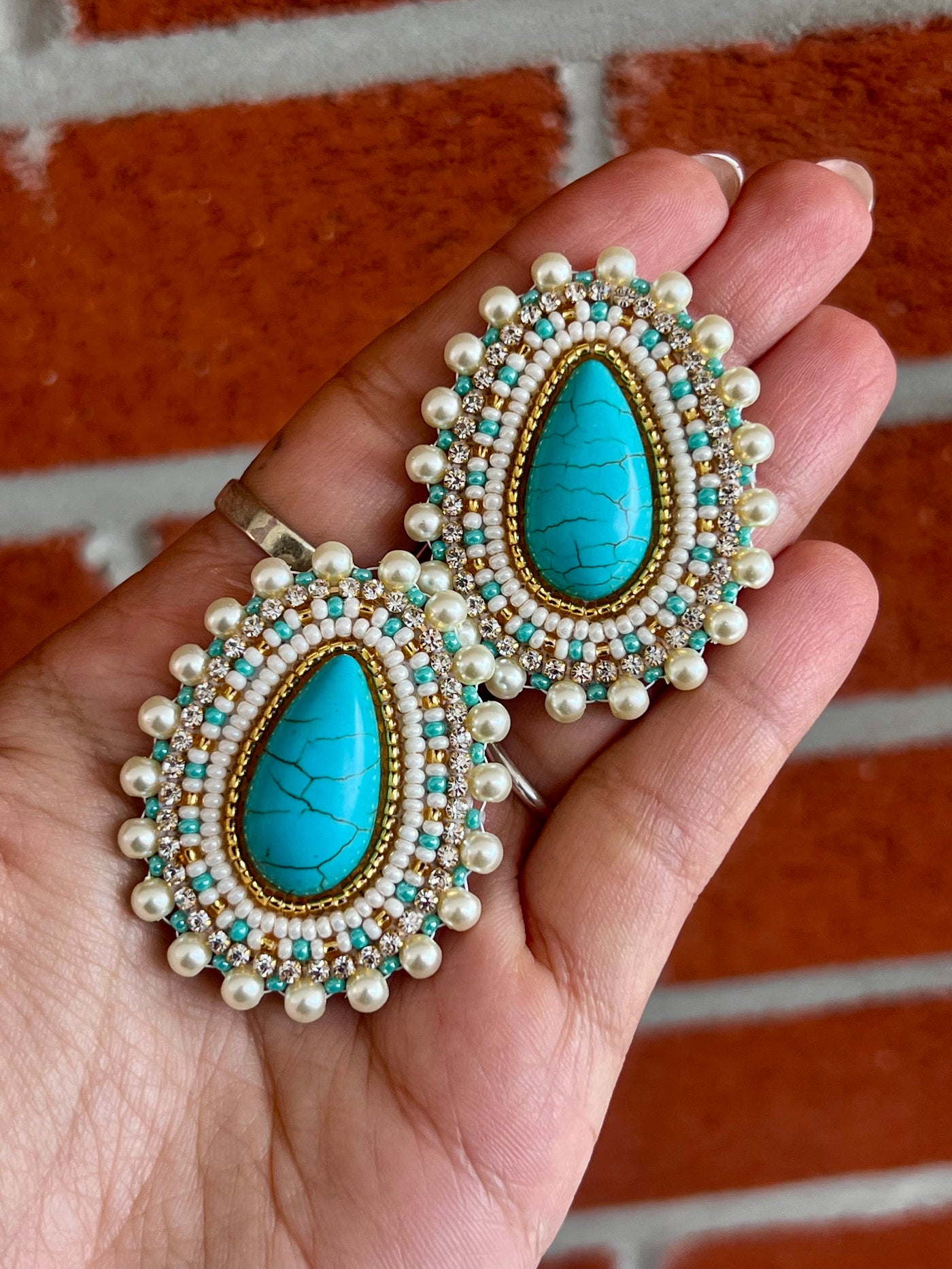 Turquoise Pearl Earrings