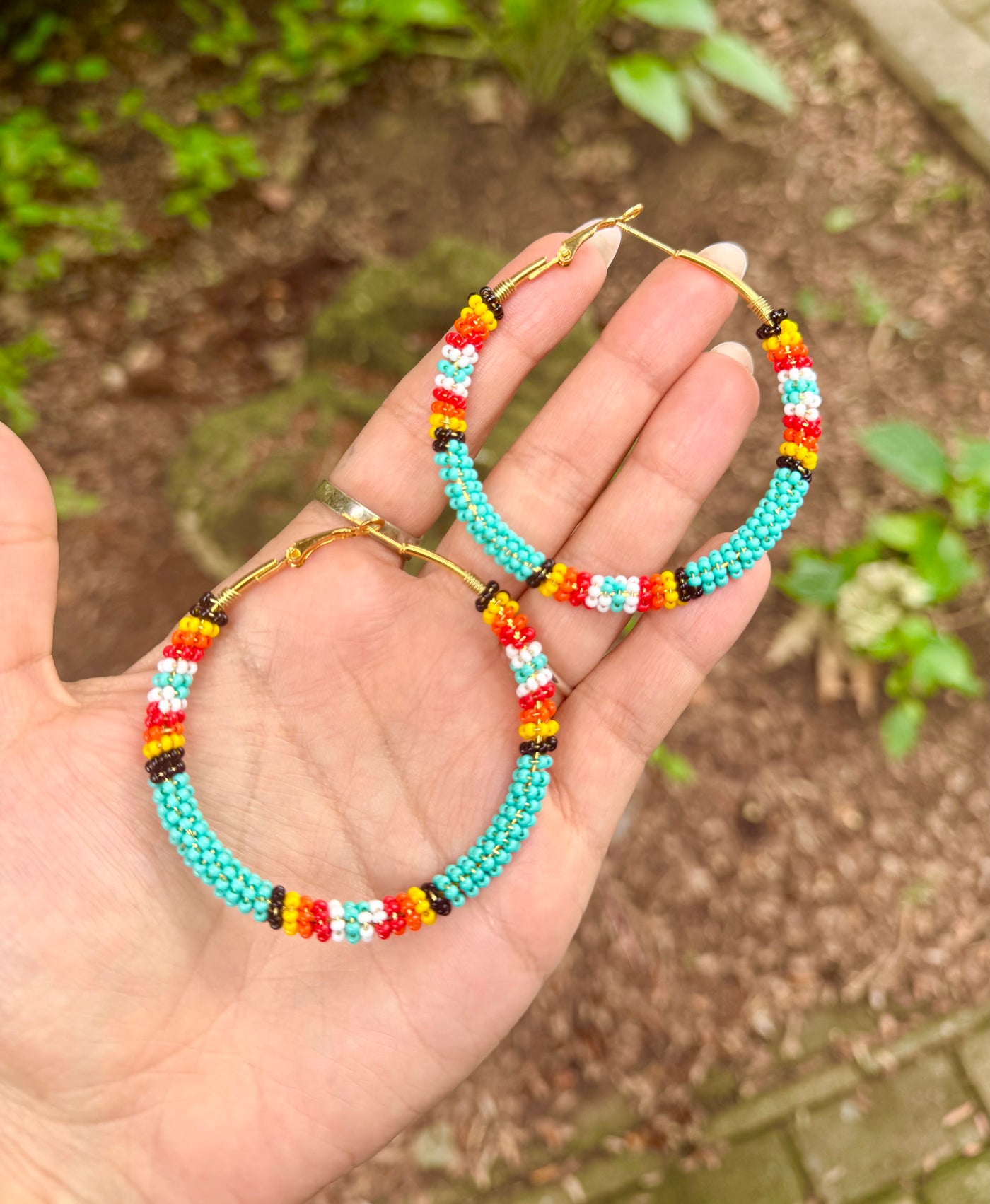 Skyfire Turquoise Hoops
