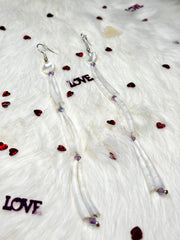 Long Dentalium Heart Earrings