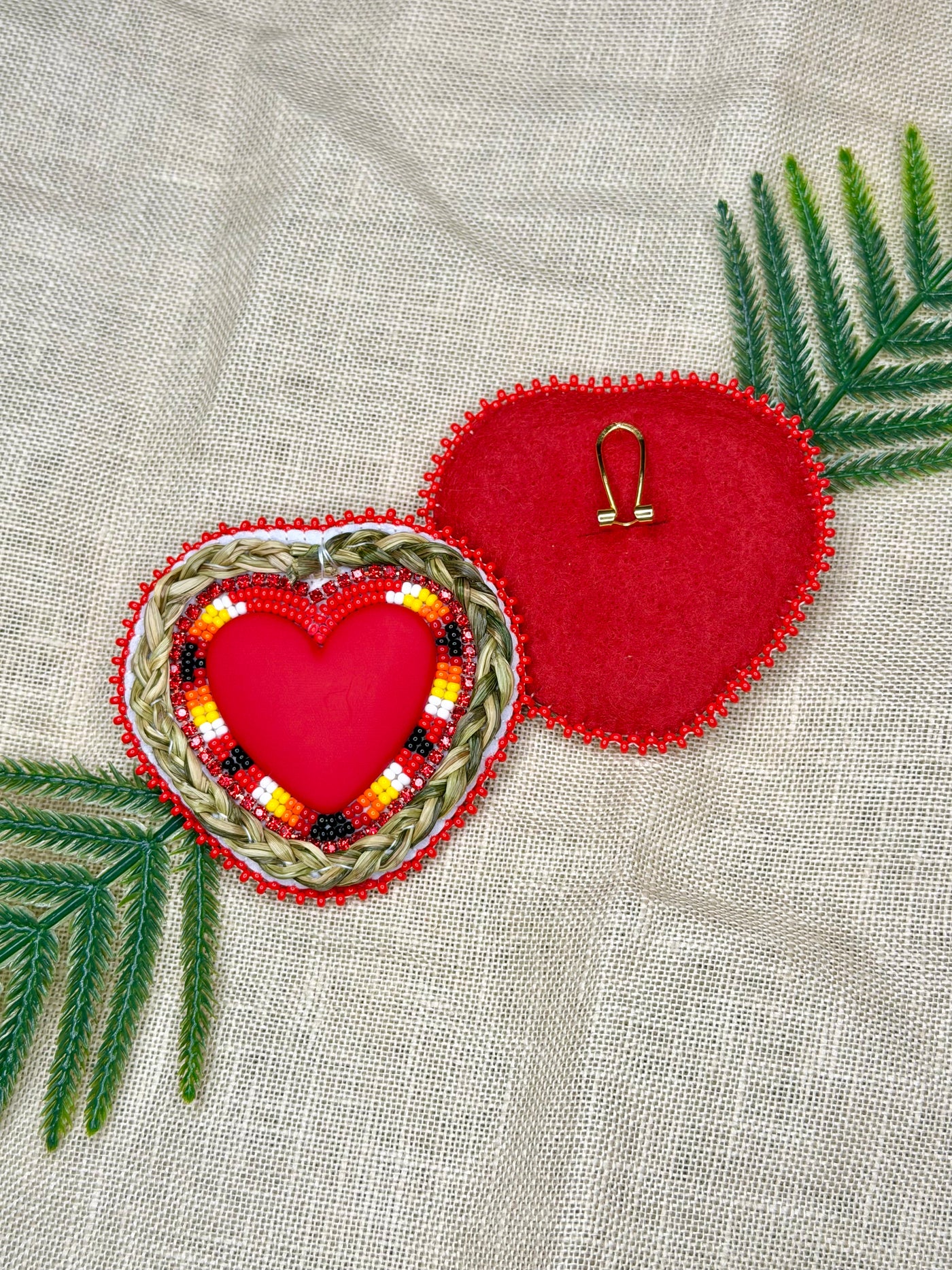 Red Flame Sweetgrass Hearts