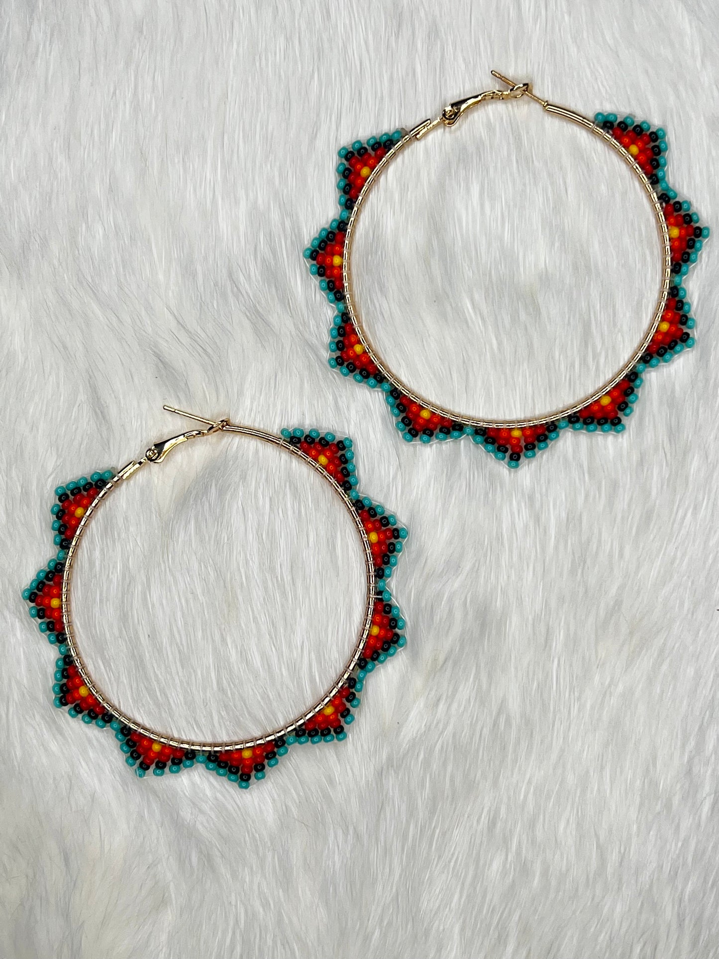 Turquoise Flame Hoops