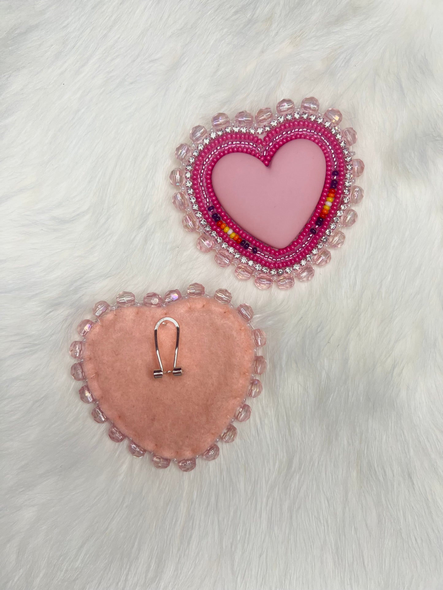 Pink Beaded Hearts