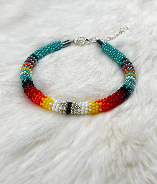 Turquoise Flame Beaded Bracelet