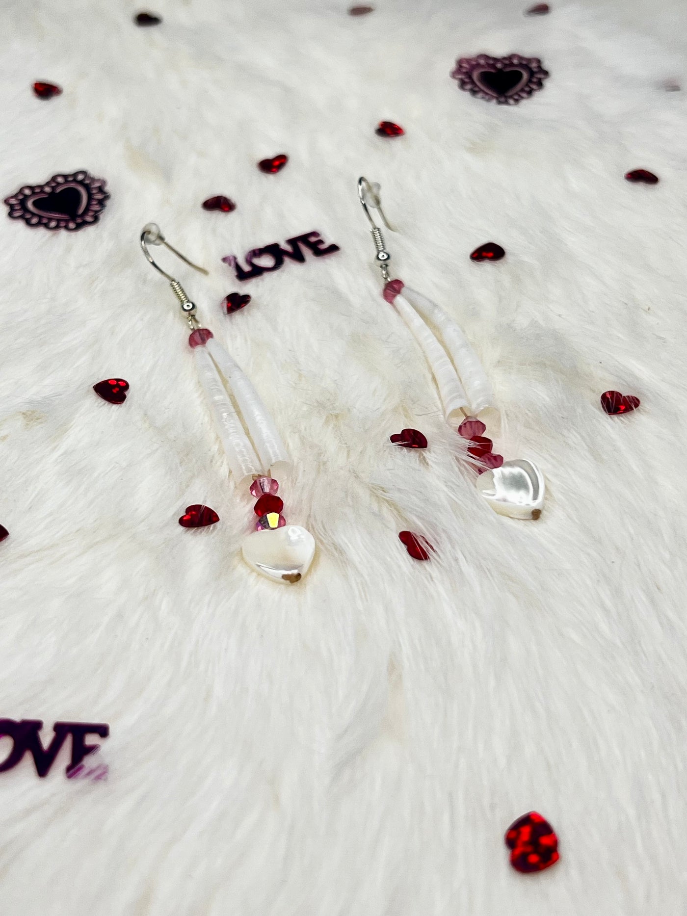 Mini Dentalium Heart Earrings
