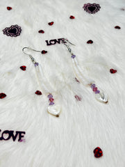 Mini Dentalium Heart Earrings