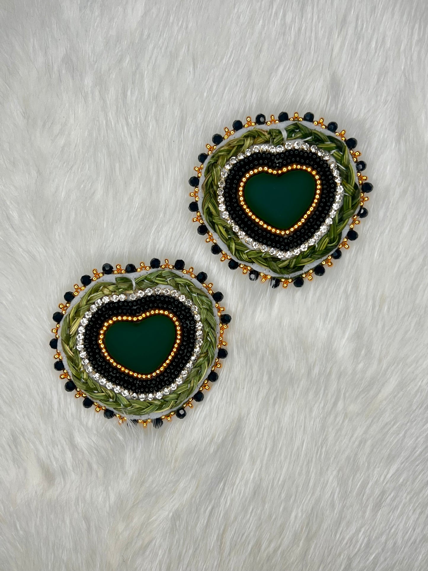 Hunter Green Sweetgrass Hearts