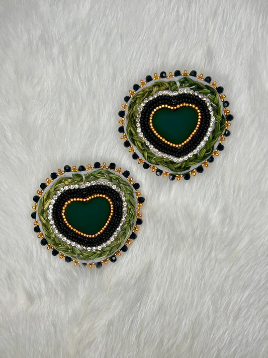 Hunter Green Sweetgrass Hearts