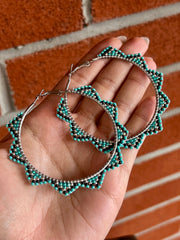 Midnight Turquoise Silver Hoops