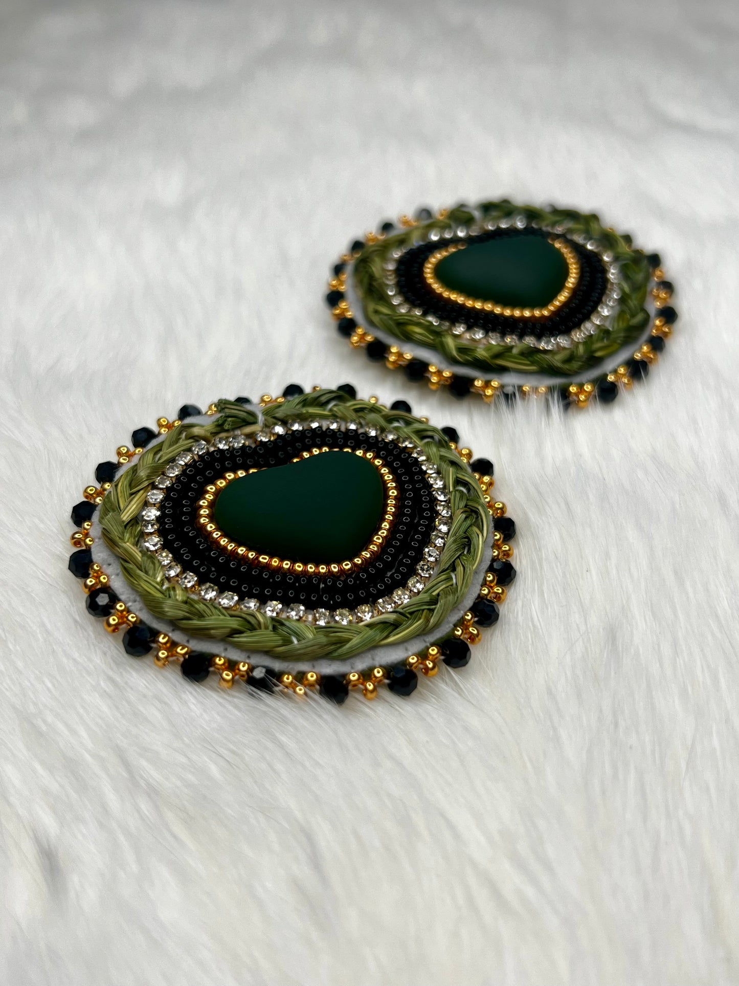 Hunter Green Sweetgrass Hearts