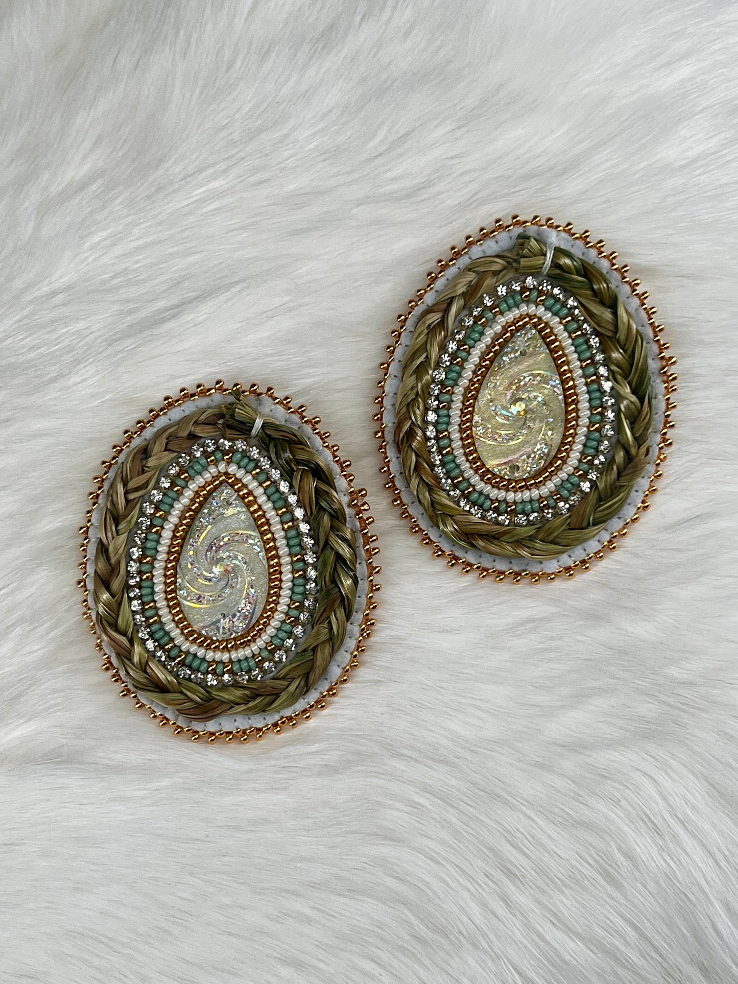 Golden Aura Sweetgrass Earrings