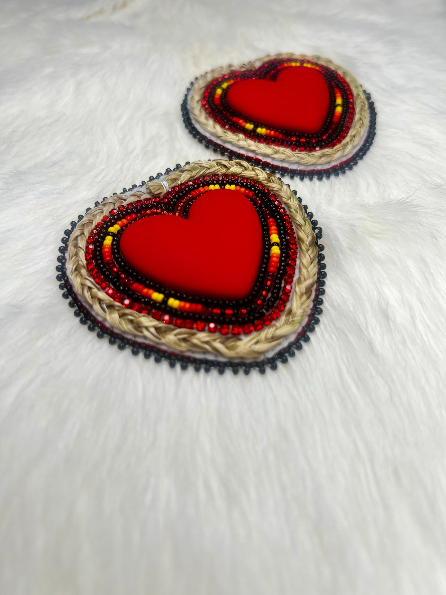 Red Sweetgrass Hearts