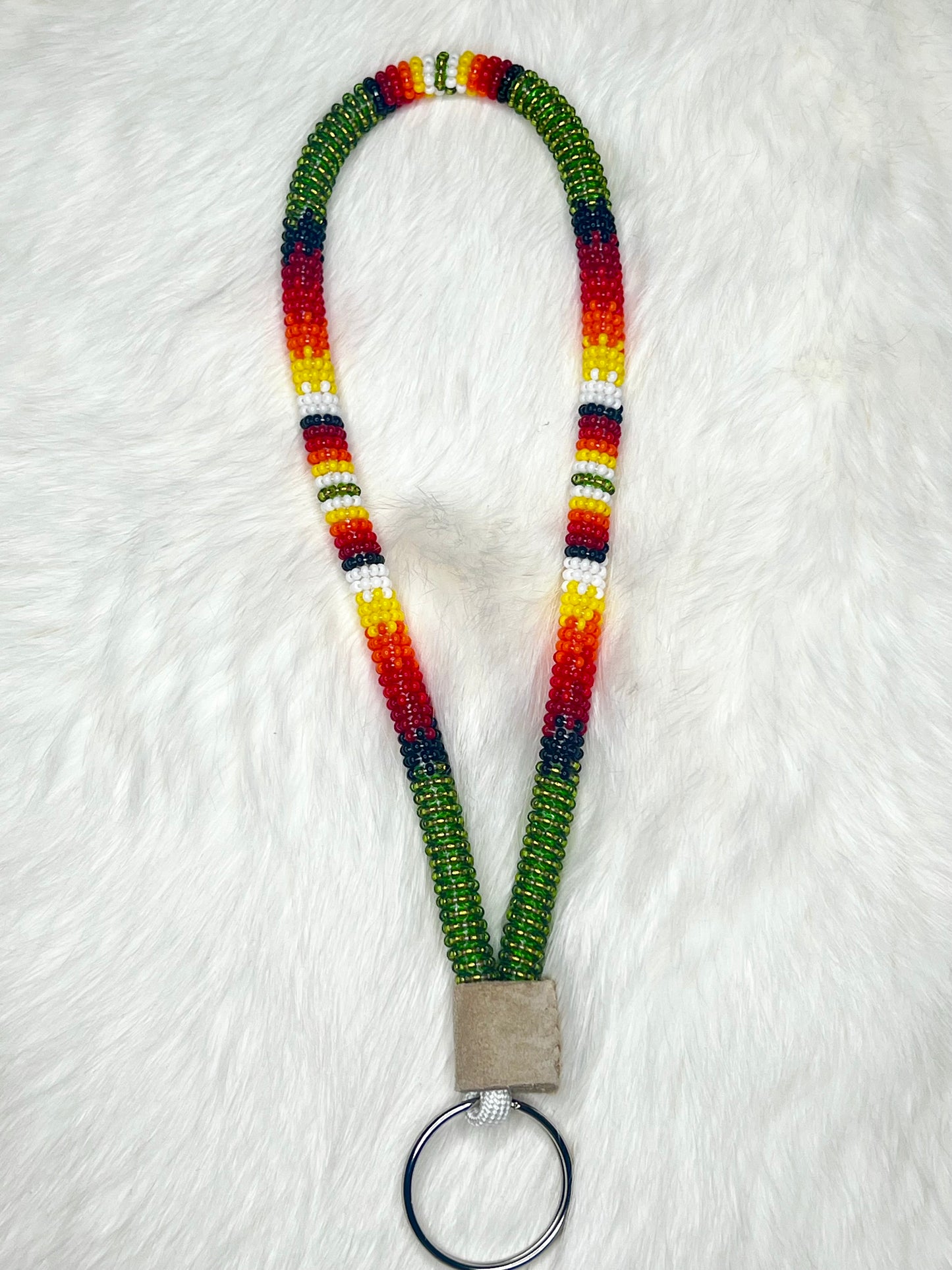 Green Flame Beaded Keychain