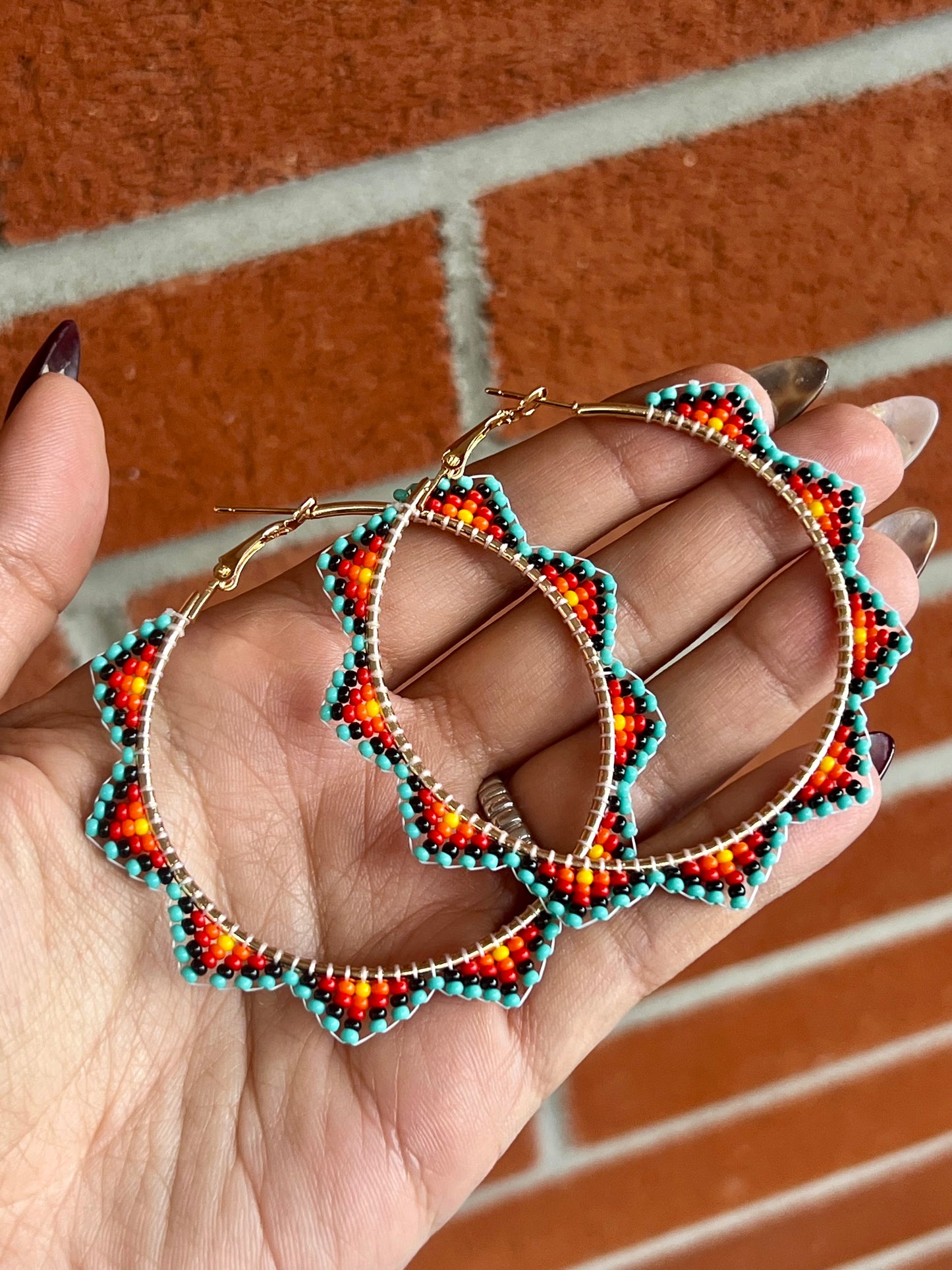 Turquoise Flame Hoops