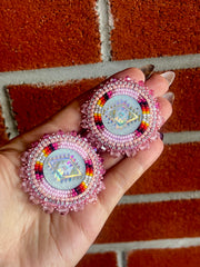 Starburst Pink Beaded Earrings