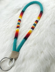 Turquoise Flame Beaded Keychain
