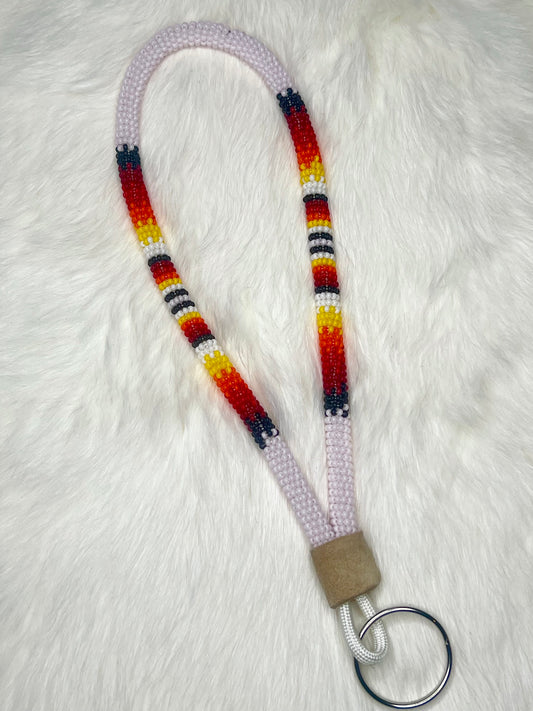 Baby Pink Flame Beaded Keychain