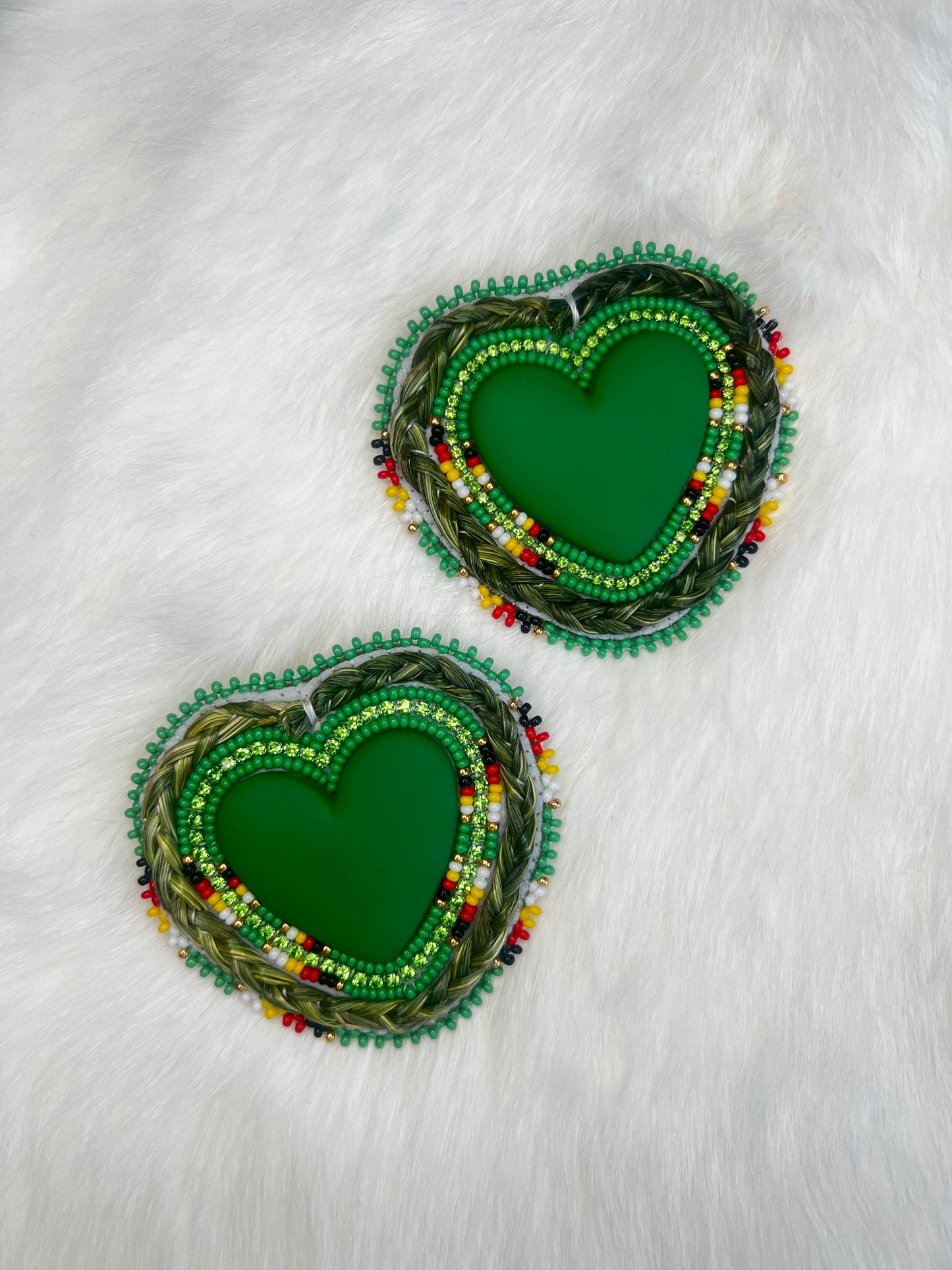 Green Sweetgrass Hearts