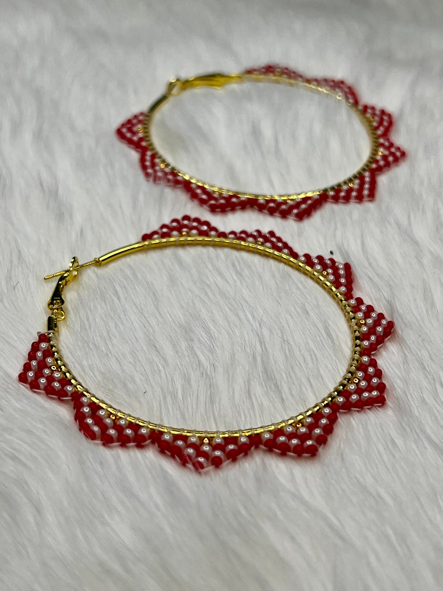 Candy Cane Beaded Hoops