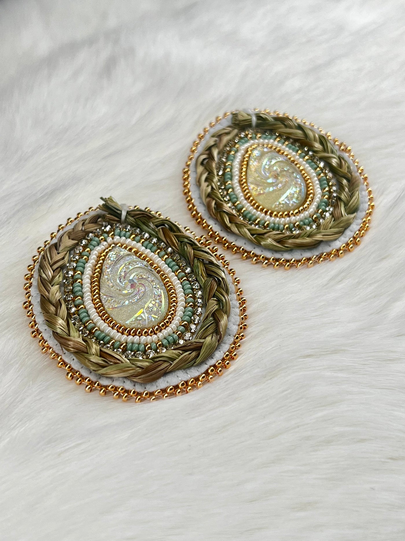 Golden Aura Sweetgrass Earrings