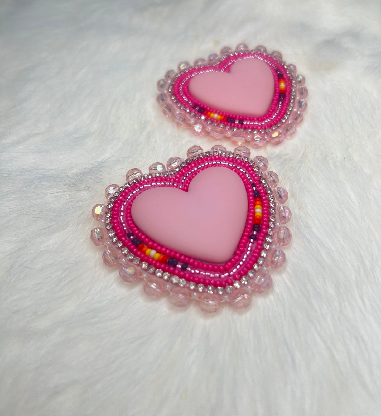 Pink Beaded Hearts