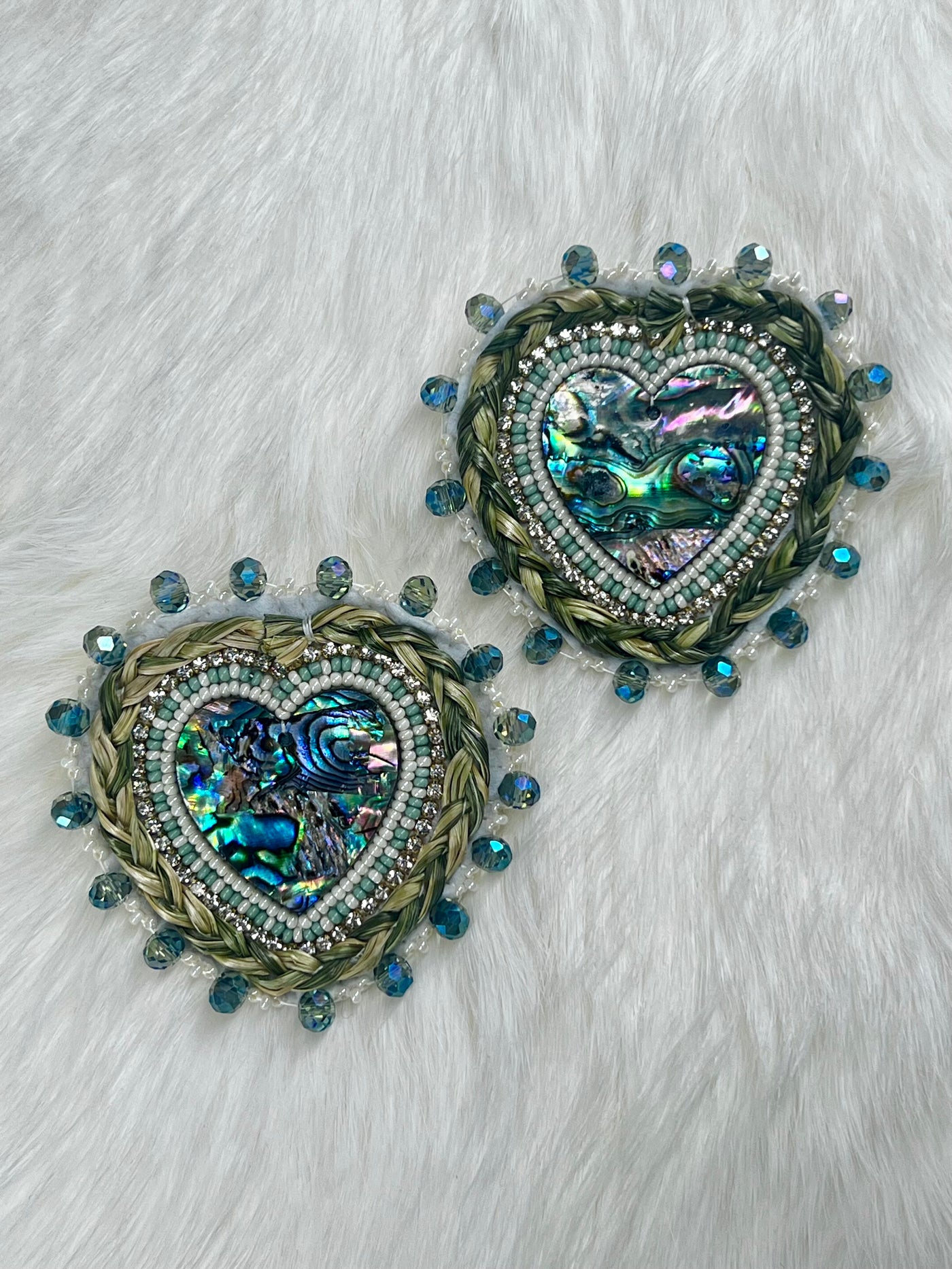 Abalone & Sweetgrass Hearts