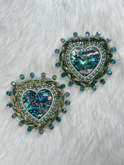 Abalone & Sweetgrass Hearts