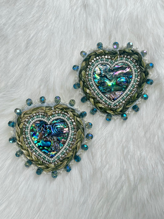 Abalone & Sweetgrass Hearts