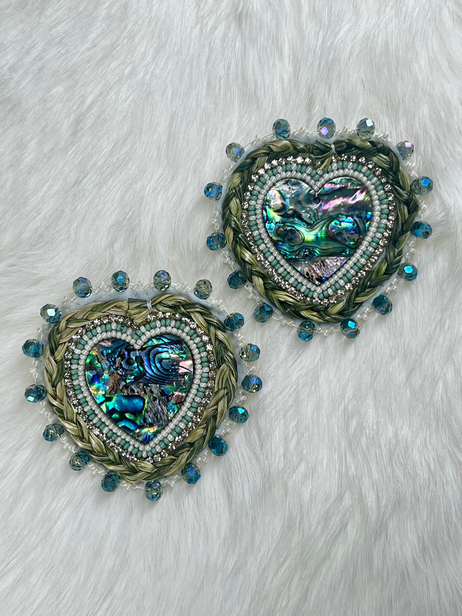 Abalone & Sweetgrass Hearts