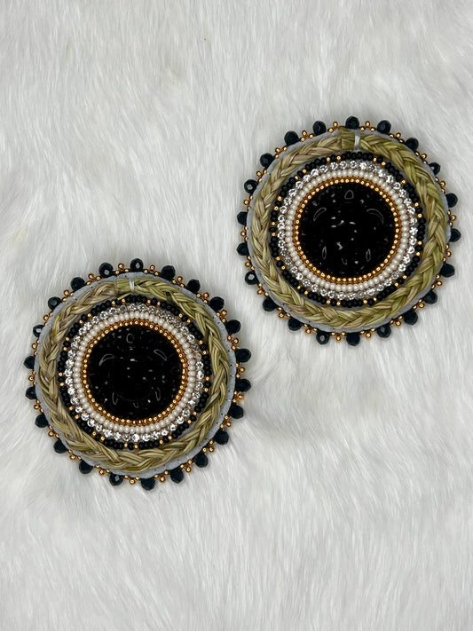 Black Turtle Sweetgrass Earrings