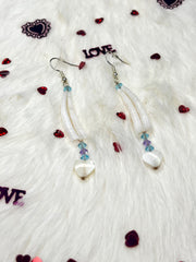 Mini Dentalium Heart Earrings