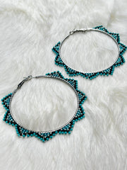 Midnight Turquoise Silver Hoops