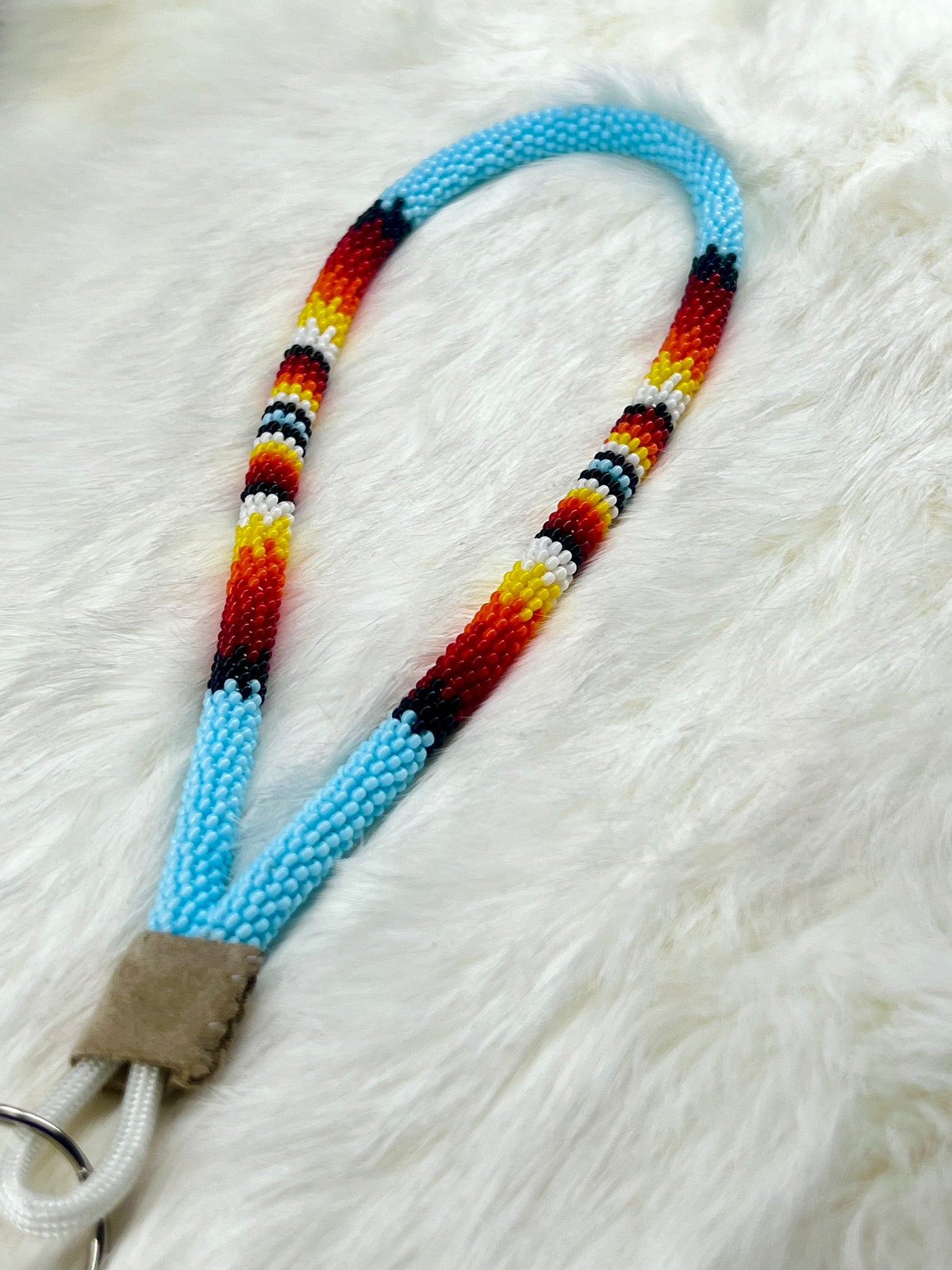 Blue Flame Beaded Keychain