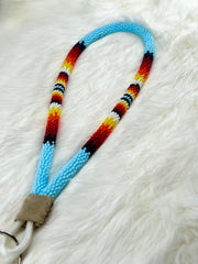 Blue Flame Beaded Keychain