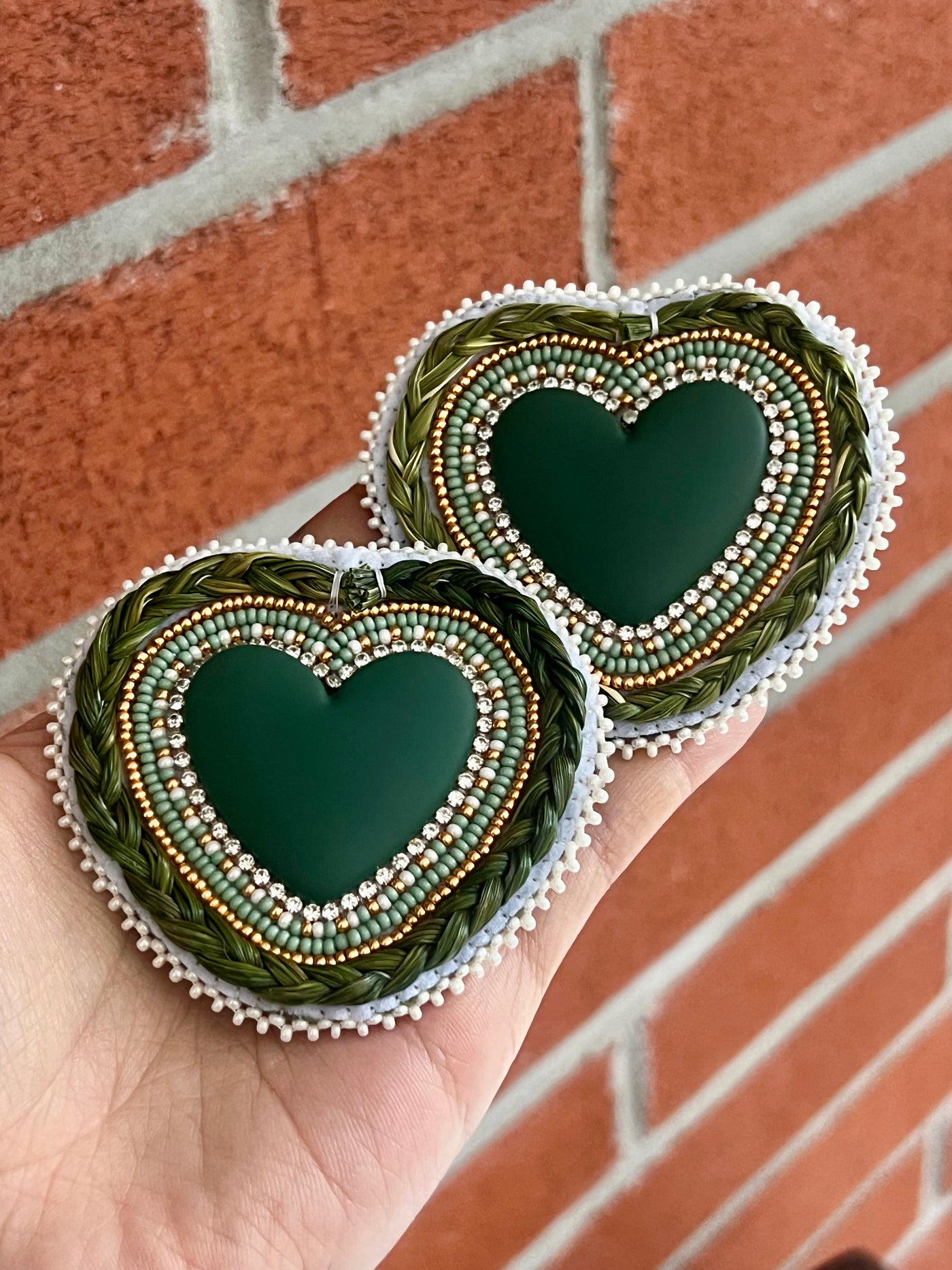 Green & Gold Sweetgrass Earrings