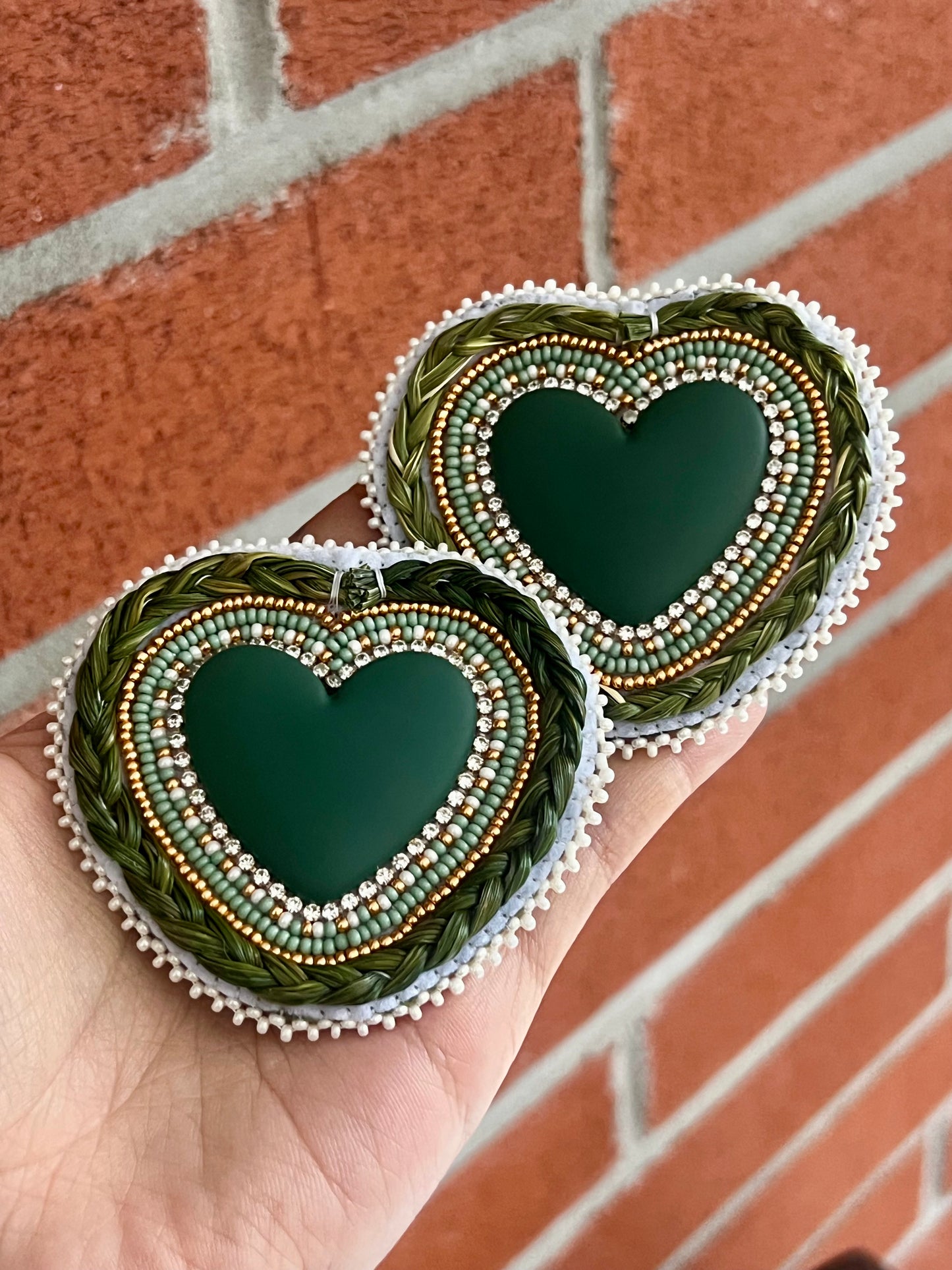 Green & Gold Sweetgrass Earrings
