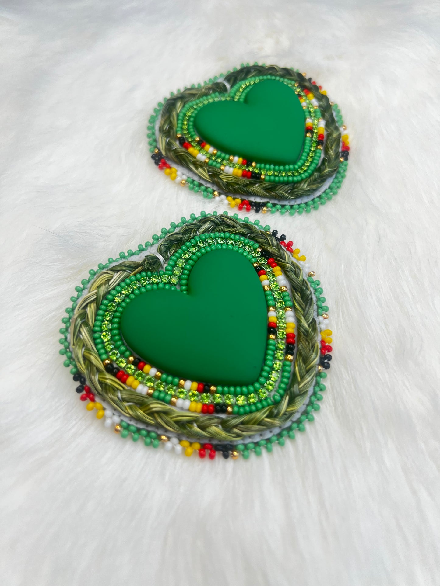 Green Sweetgrass Hearts