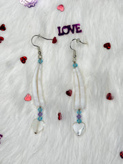 Mini Dentalium Heart Earrings