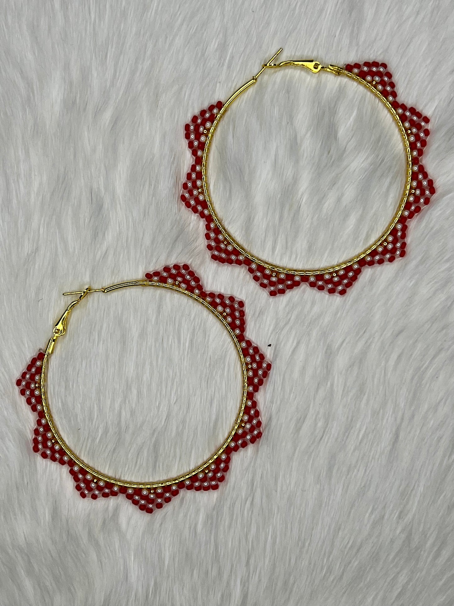 Candy Cane Beaded Hoops