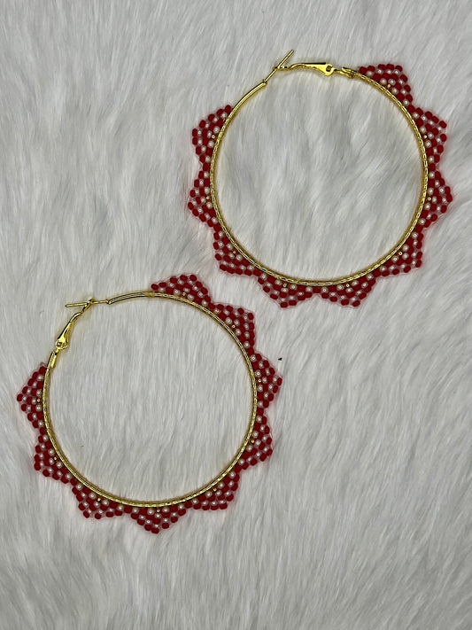 Candy Cane Beaded Hoops