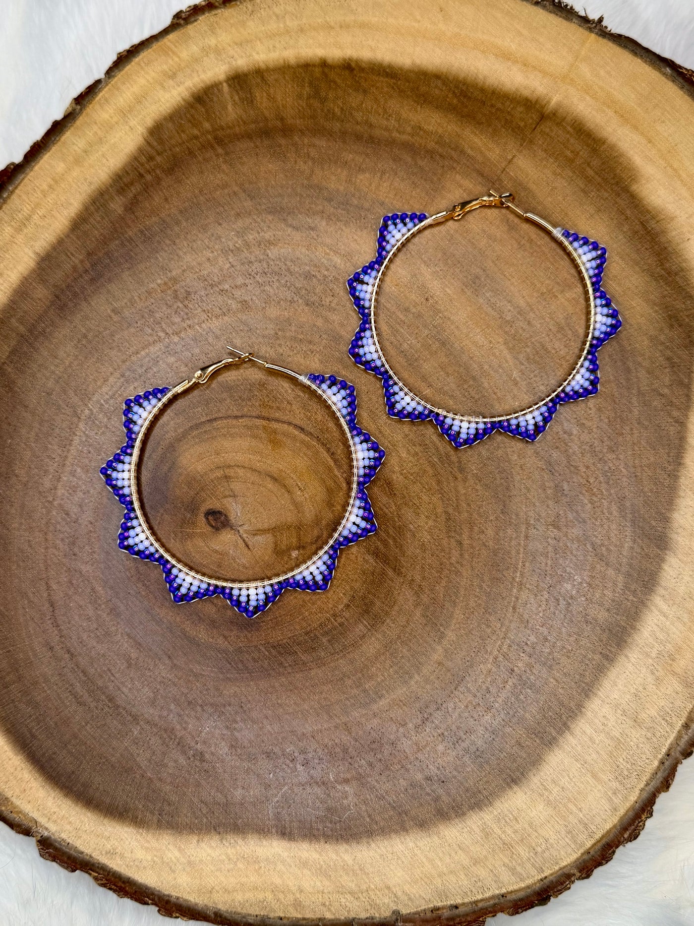 Violet Beaded Hoops