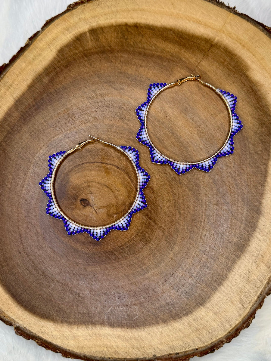 Violet Beaded Hoops