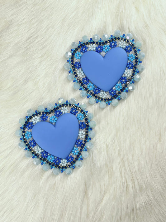Blue Floral Hearts
