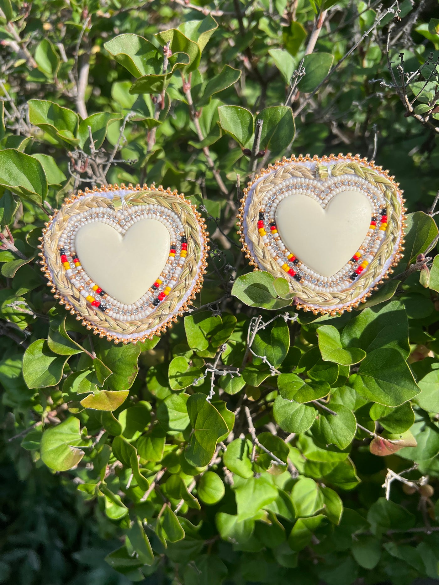 Ivory Sweetgrass Hearts