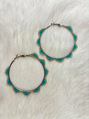 Turquoise & Silver Hoops