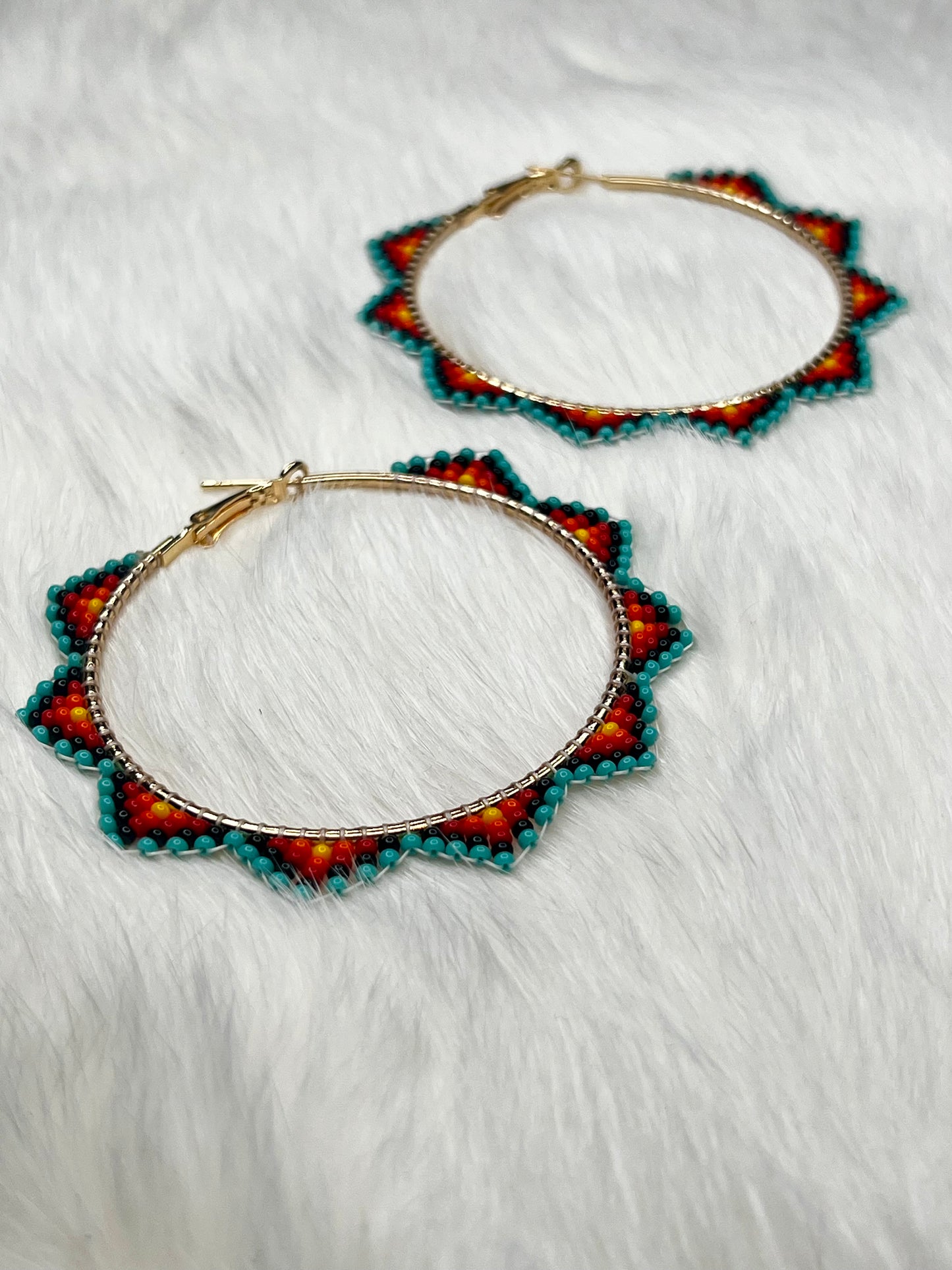 Turquoise Flame Hoops